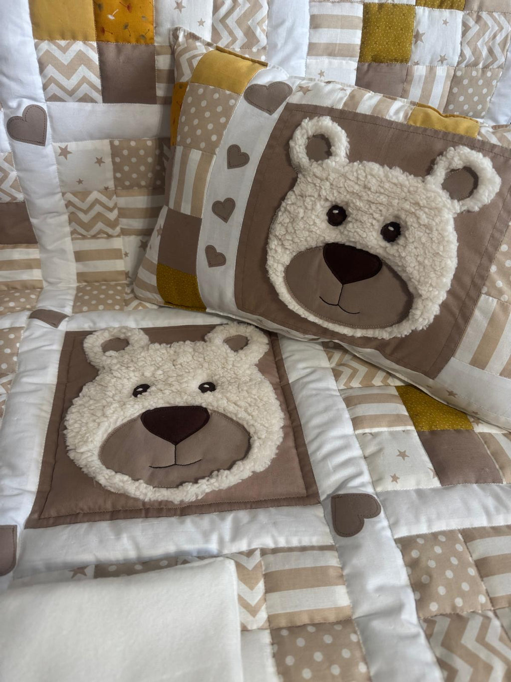 Baby-Set „Teddybär“ – Patchwork-Optik